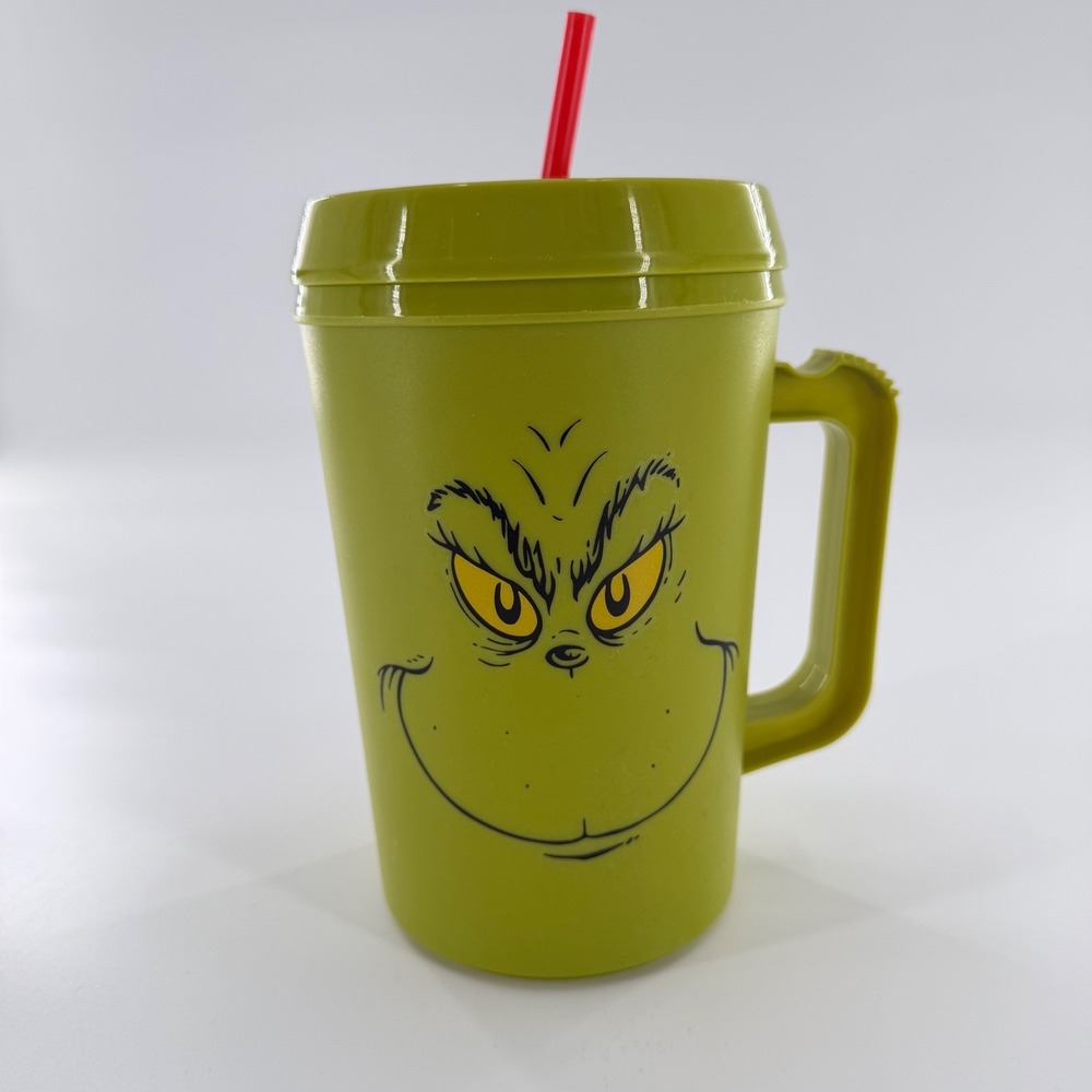 Grinch Reusable Straw Cup Jumbo 34 oz Tumbler Handle Seuss Grinchmas Christmas
